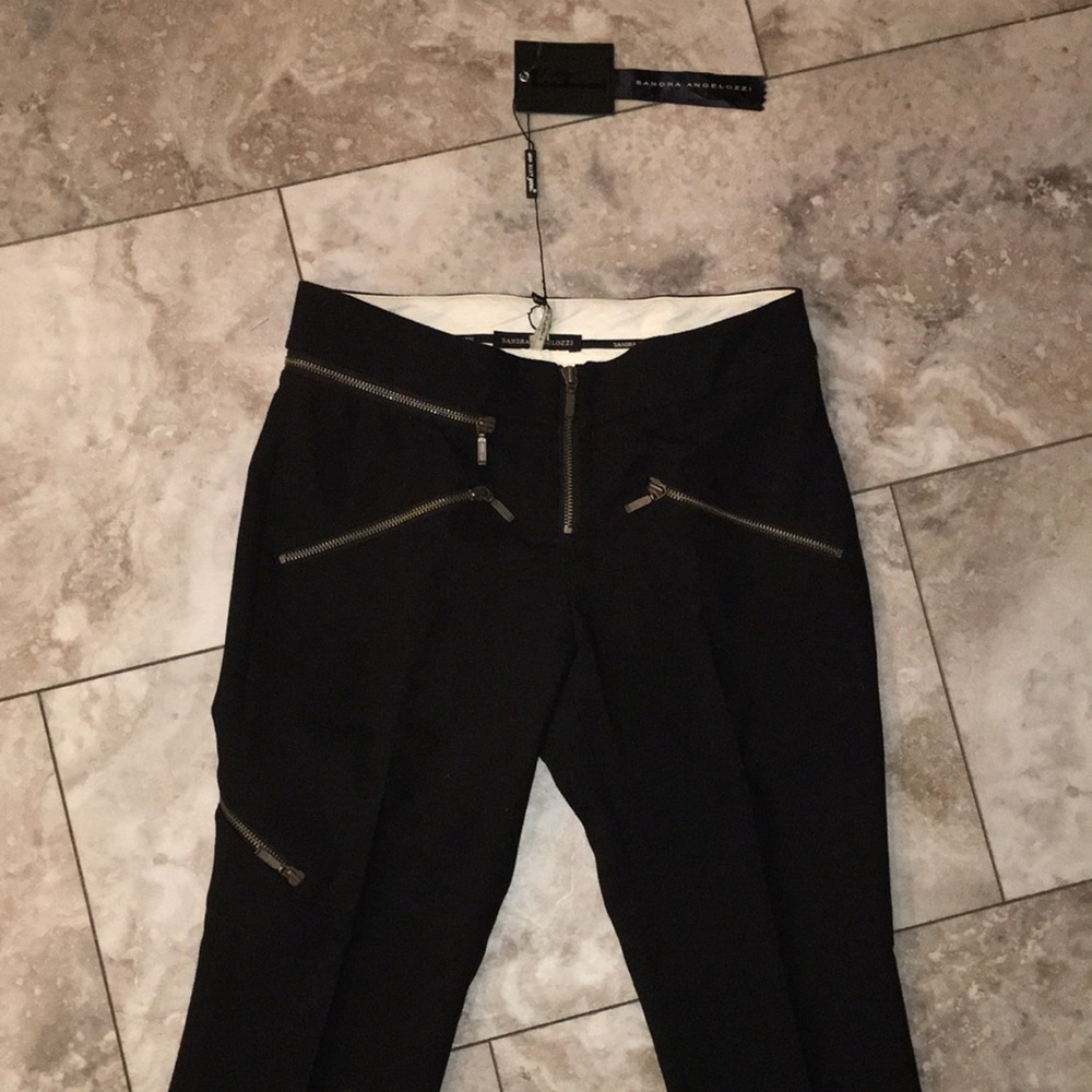 SANDRA ANGELOZZI NWT STRAIGHT LEG ZIPPER ACCENTS DRESS TROUSERS EU32